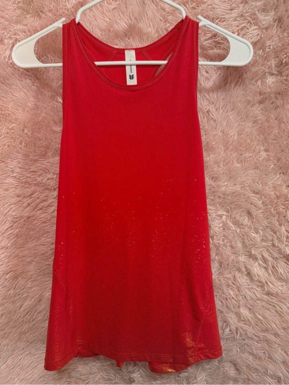 All in motion coral Sleeveless Tank Top with gold sparkle